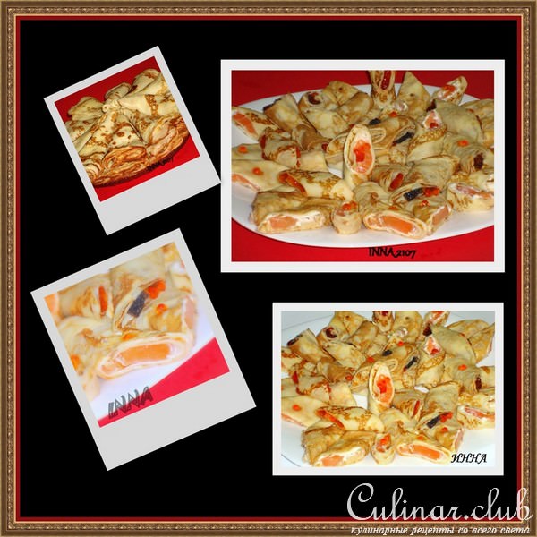 Блинчики с икрой и семгой