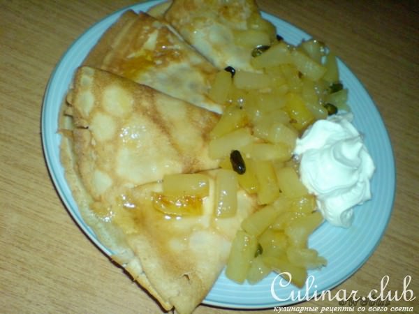 Блинчики французские (Crepes ) с карамелизированными ананасами и фисташками(День пятый...)