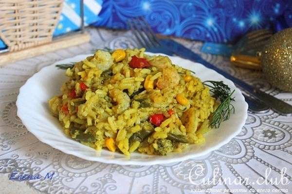 Рис с овощами и креветками (в мультиварке)