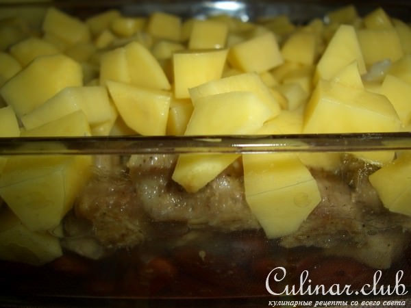 Свинина с фасолью и галушками