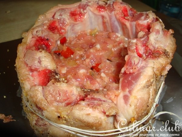 Запеченые ребрышки с фаршем "Пень""