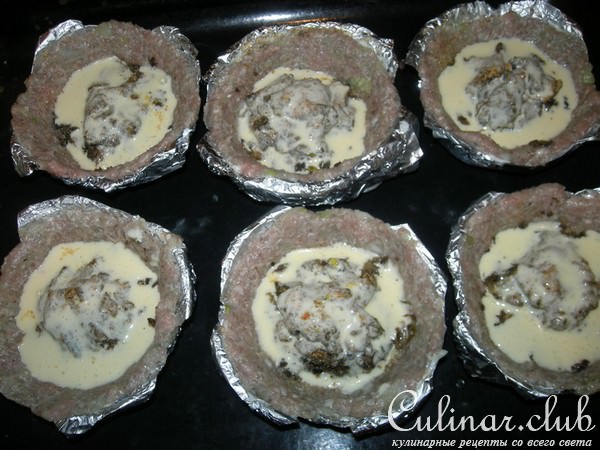 Мясные корзинки с грибами