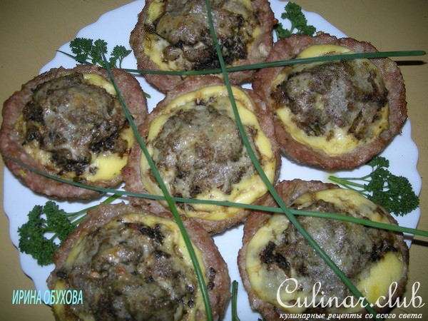 Мясные корзинки с грибами