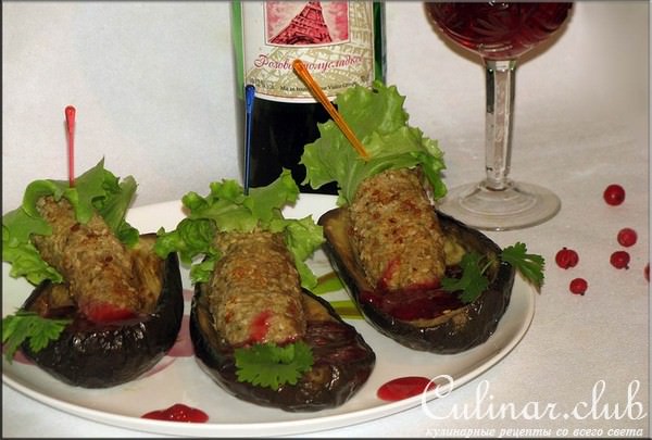 Мясные сигары с пьяной смородиной в баклажановых пепельницах /дуэльные