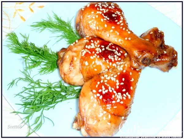 Глазированные куриные голени с кунжутом