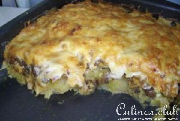 Филе курицы, запечённое с картофелем и грибами
