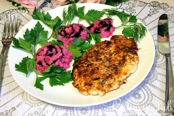 Нежная курочка по-итальянски с романтическим гарниром из топинамбура "Цветы для тебя.."
