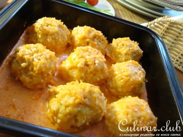 Куриные ёжики в томатном соусе с кабачком и тыквой.(Ужин для моего короля)