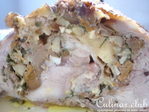 Рулет из курицы с грибами, орехами и сыром для папы Насти(к/ф КУХНЯ)