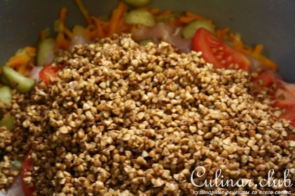 Азу из курицы с гречкой.