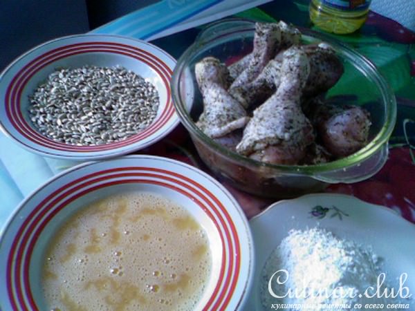 Куриные ножки, запечённые с семечками.