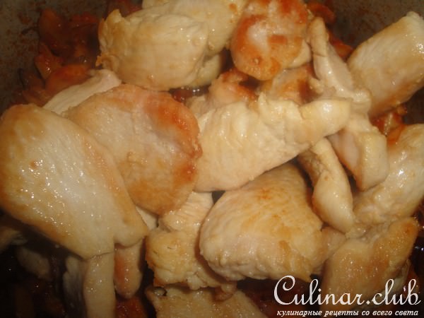 сочная куриная грудка с грибами и пюре из баклажан
