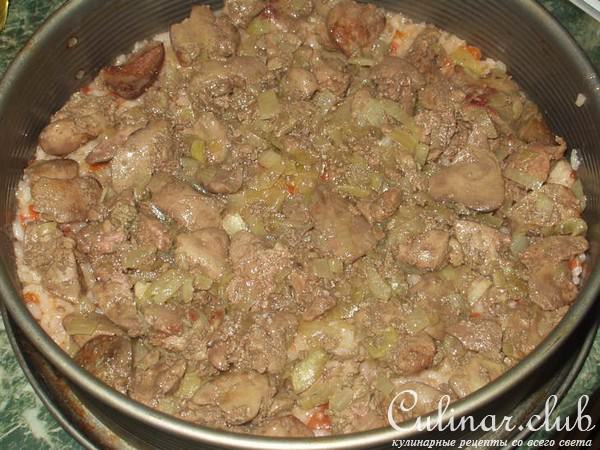 Запеканка из куриных печенок
