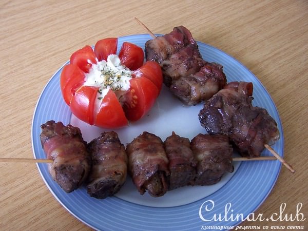 Шашлычок из куриной печёнки