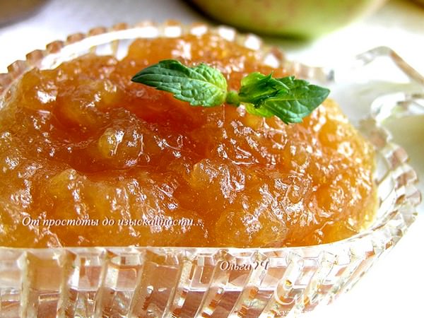 Яблочный джем с мятным сиропом (мультиварка)