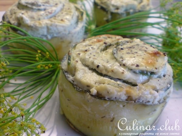 Цуккини с козьим сыром,запечённые порционно