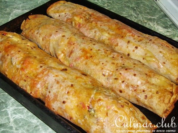 "Фаршированный" лаваш запечённый в духовке