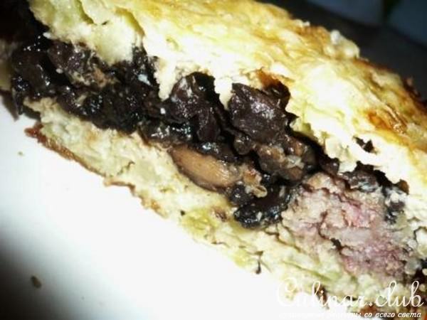 Овощной тортик из цветной капусты с мясом и грибами