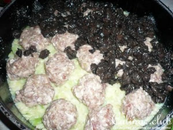 Овощной тортик из цветной капусты с мясом и грибами