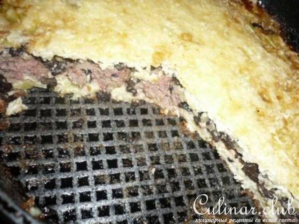 Овощной тортик из цветной капусты с мясом и грибами