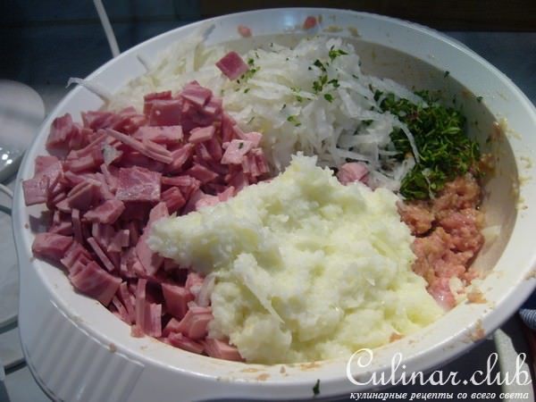 Мясной батон с дайконом и ветчиной
