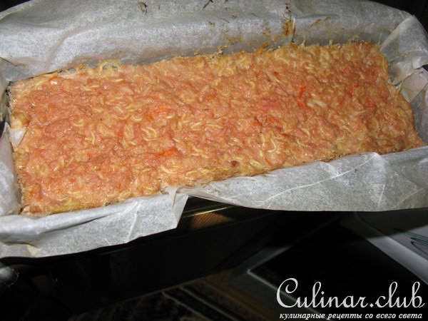 Мясной хлебец с вермишелью быстрого приготовления