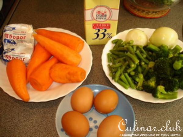 Овощная запеканка с куриной колбаской