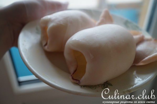 Салат с кальмарами и шампиньонами