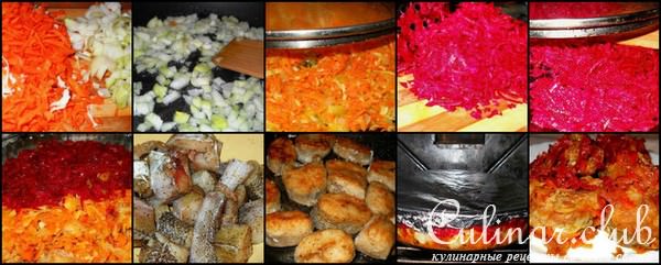 Рыба под овощами