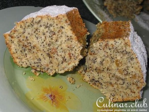 кекс с маком ,орехами и изюмом