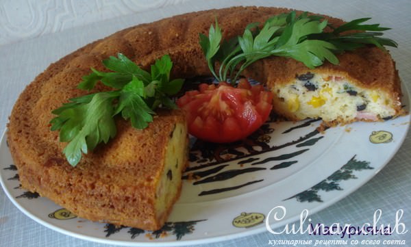 Кекс с ветчиной и кукурузой