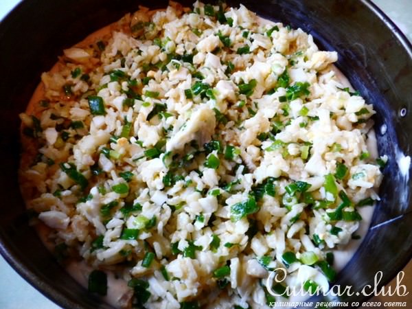 Заливной пирог с рисом,рыбой и не только.