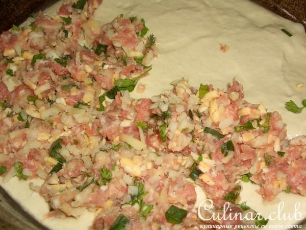 Пирог заливной с мясом и картофелем