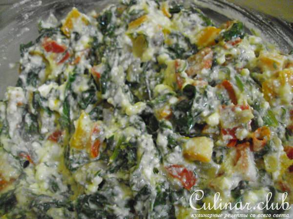 Тарт с сыром и овощами.