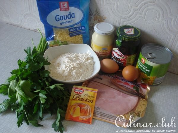 Кекс с ветчиной и кукурузой