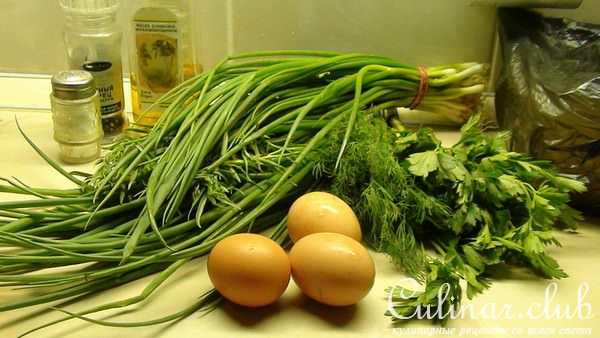 Пирог на простокваше с зеленью и яйцом. Очень вкусное тесто!