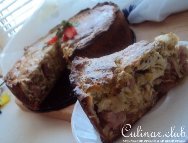 Эльзасский пирог с луком и ветчиной
