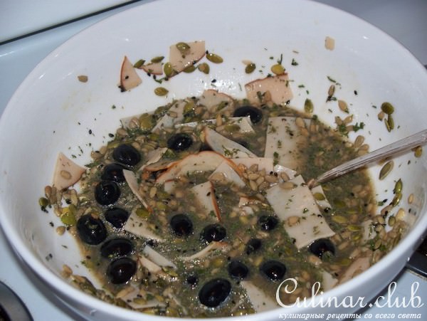 Пирог-Кекс с ветчиной и оливками в овсянке -вариант