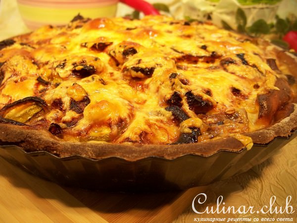 Творожный киш с кабачками и шампиньонами