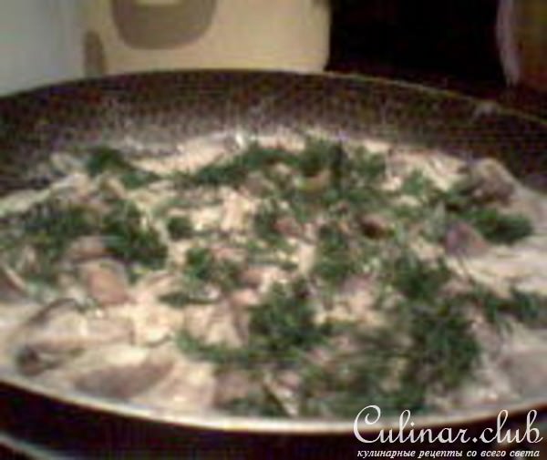 Спагетти с грибочками и сыром