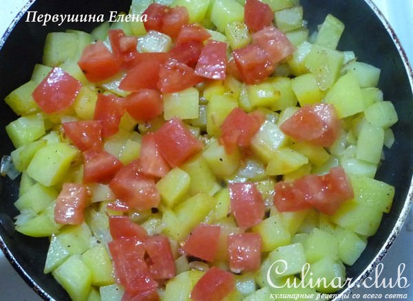 Картофельная тортилья с помидорами и отрубями