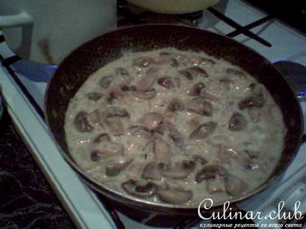 Спагетти с грибочками и сыром