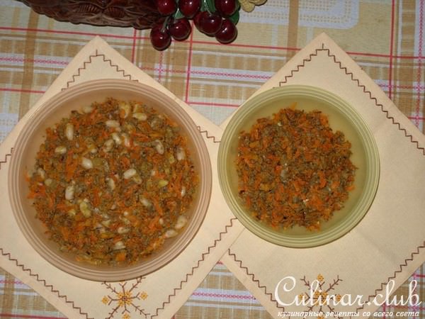 Салат из печени с фасолью (вариант)