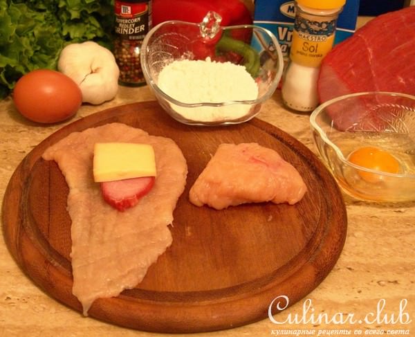 Салат с куринными конвертиками
