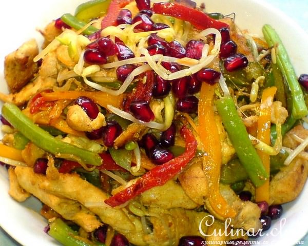 САЛАТ "Любительский" (тёплый) с куриным филе и проростками
