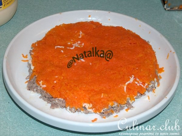 "Слоеный салат из печенки"