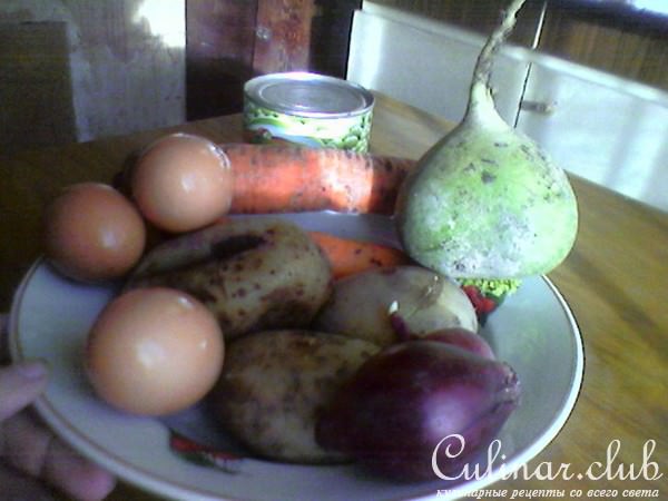 Овощной салат с редькой