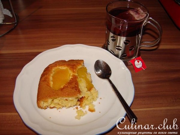 пирог с персиками (Blechkuchen mit Pfirsichen)