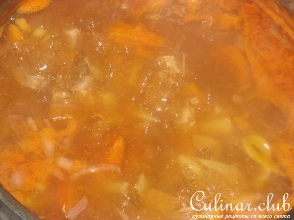 Суп мясной с курагой