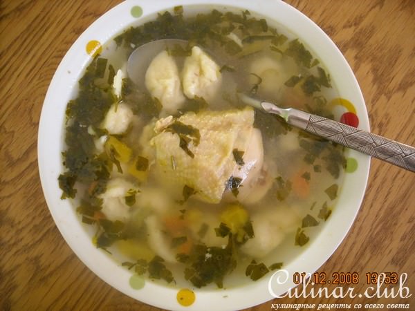 чорба с курицей и галушками(клёцки)